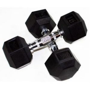 10lb rubber hex dumbbell Troy Barbell 6589-HD-10R-CROME/BLK-OS|FITNESS
