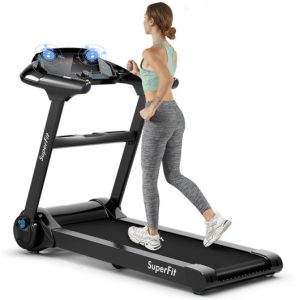 2.25HP Folding Treadmill Running Jogging Machine with LED Touch Display-Black