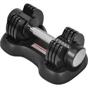 Adjustable Dumbbell 25 lbs with Fast Automatic Adjustable and Weight Plate for Body Workout Home Gym - Black