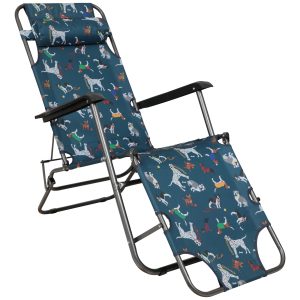 Sunlounger Folding Chair - Patterned - Navy